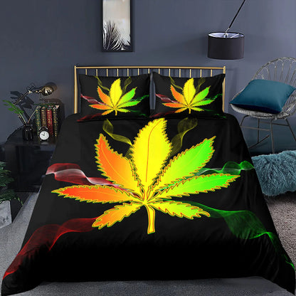 Trailer trash special, Queen size Marijuana themed bed set.