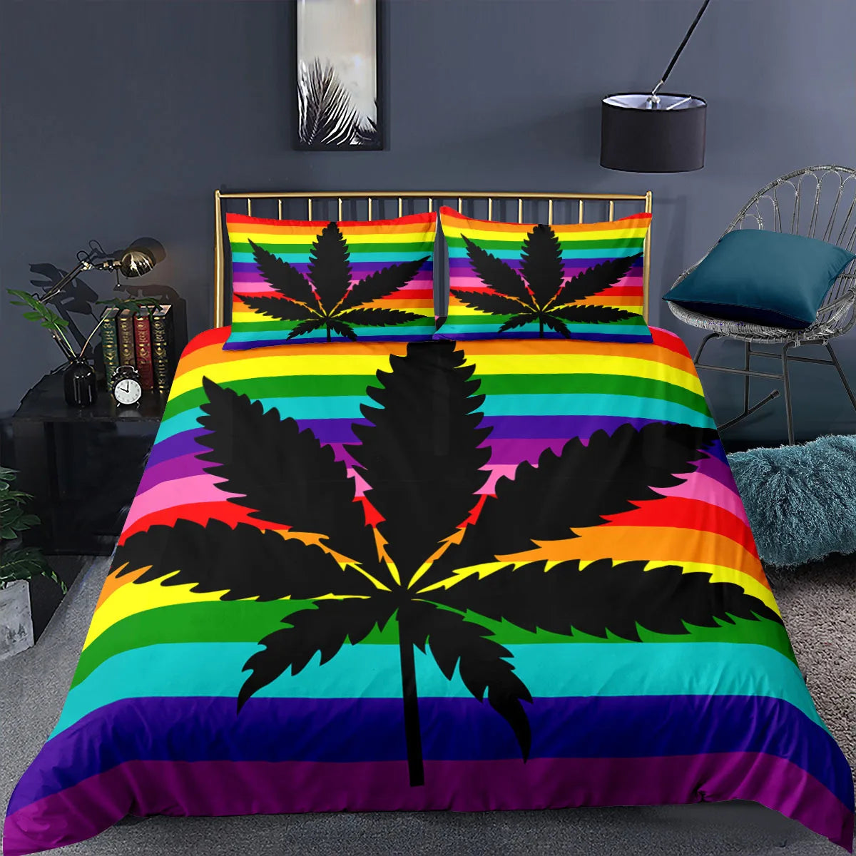 Trailer trash special, Queen size Marijuana themed bed set.