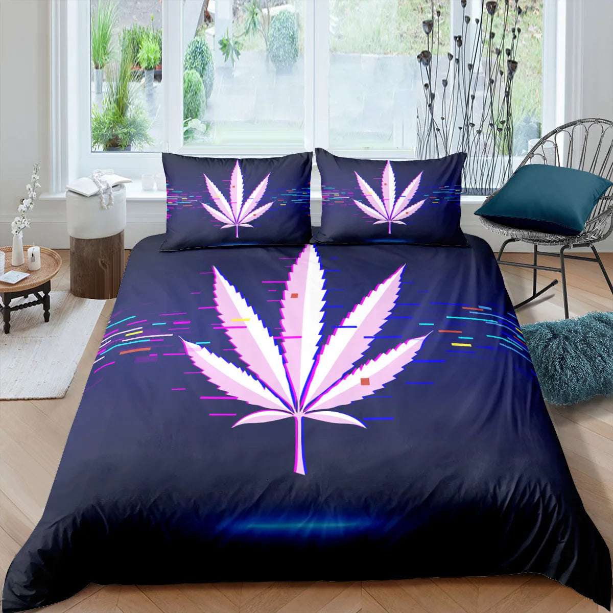 Trailer trash special, Queen size Marijuana themed bed set.