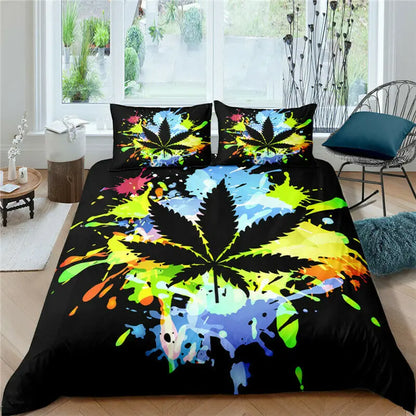 Trailer trash special, Queen size Marijuana themed bed set.