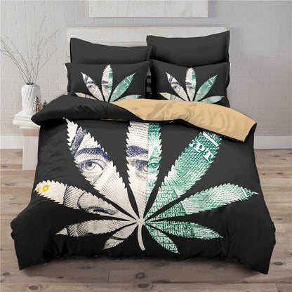 Trailer trash special, Queen size Marijuana themed bed set.