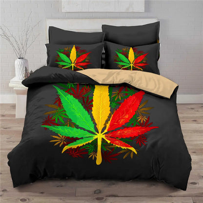 Trailer trash special, Queen size Marijuana themed bed set.